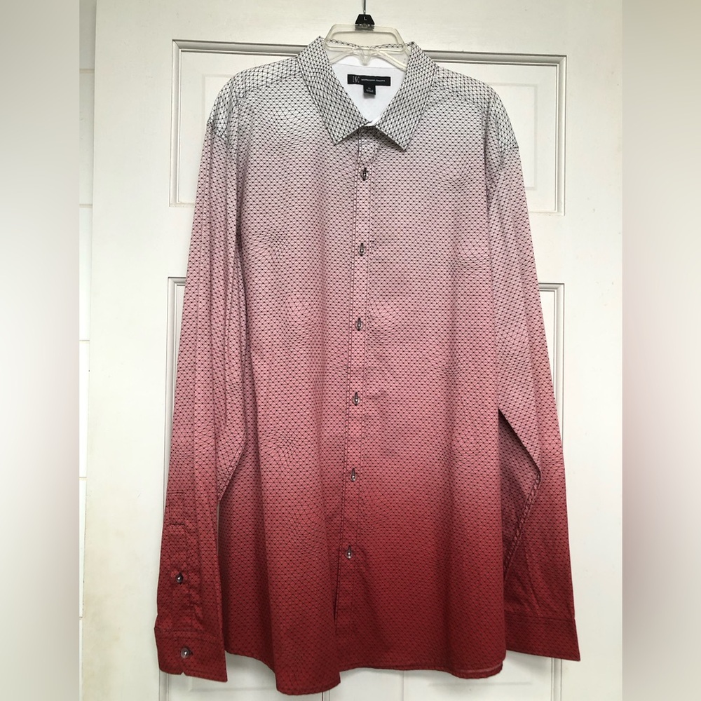 INC International Concepts Ombre Black and Red Men's Long Sleeve Shirt